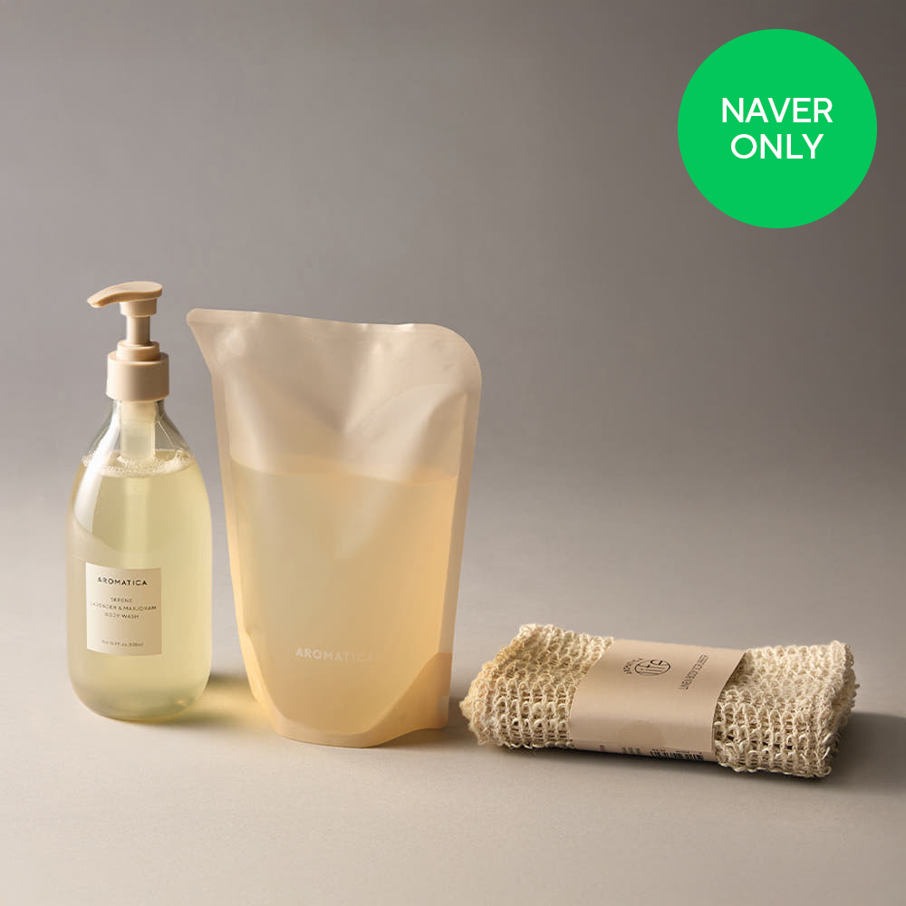 [네이버단독] 아로마티카 서렌 대용량 바디워시 라벤더 & 마조람 1L 세트 (500ML+500ML) 바디 클렌져 바디샤워 샤워젤 바디워시추천 - 상품 이미지
