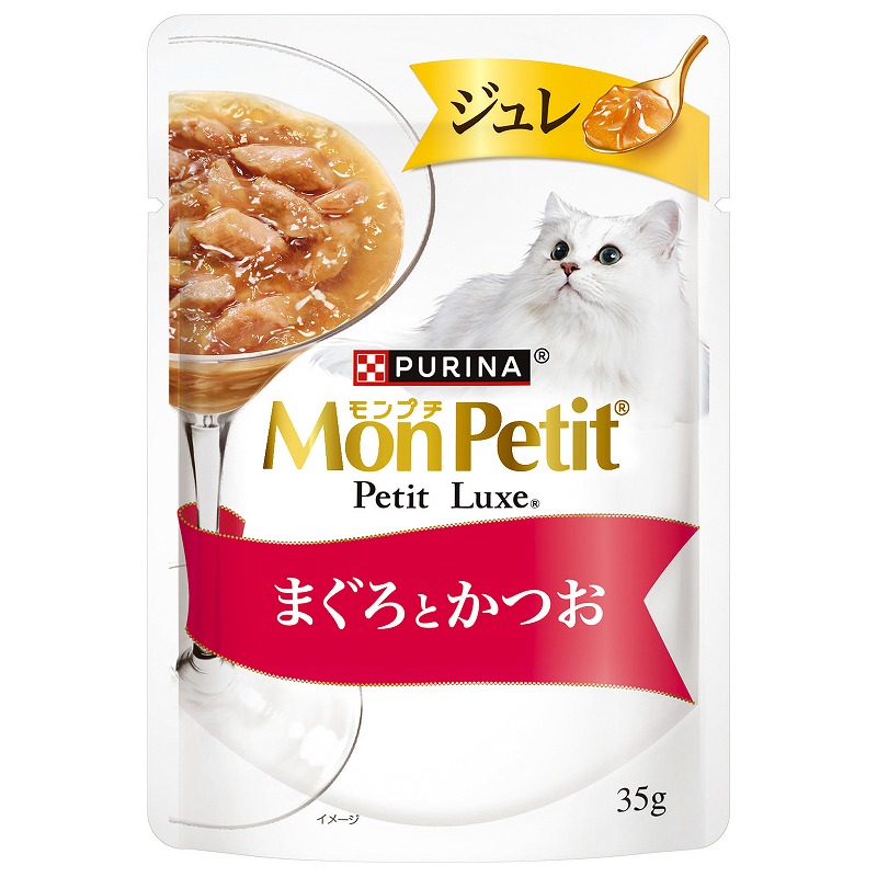 몬페티 쥬레 일본 참치와 가다랑어  네슬레 퓨리나 몽쁘띠 쁘띠럭스 파우치 35g 고양이사료 - 상품 이미지