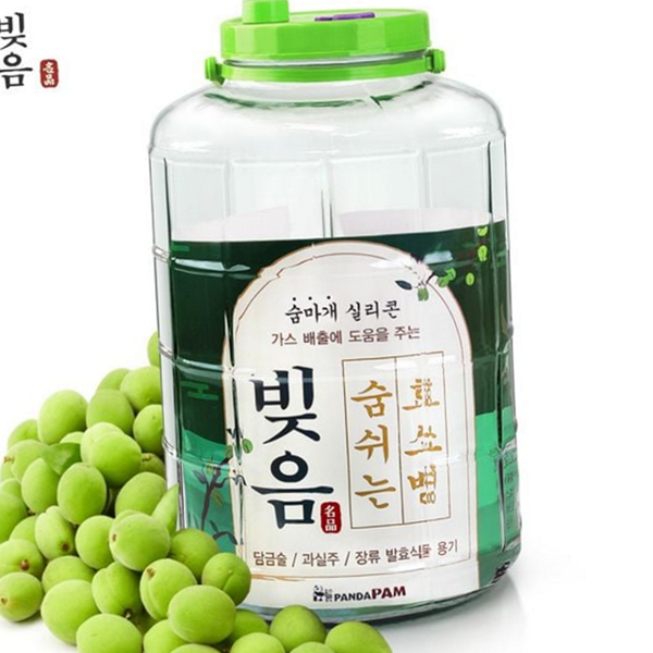 핸들담 유리 발효 용기 숨마개 매실주 용기 담금병 가정 - 메인 이미지