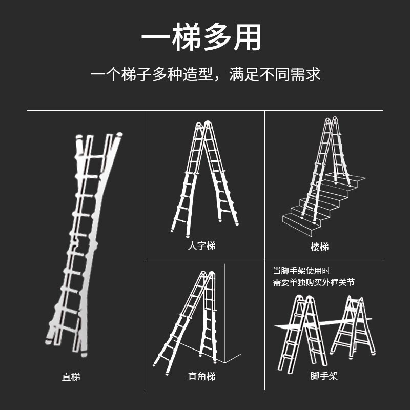 작업용사다리 접이식 작업대 안테나 물류창고 난간 창고 높은 사다리 도배 - 상세 이미지 3