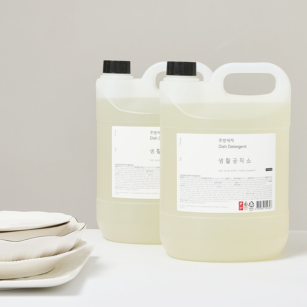 생활공작소 1+1 주방세제 대용량 주방세제리필 4L 자몽향 제품 이미지