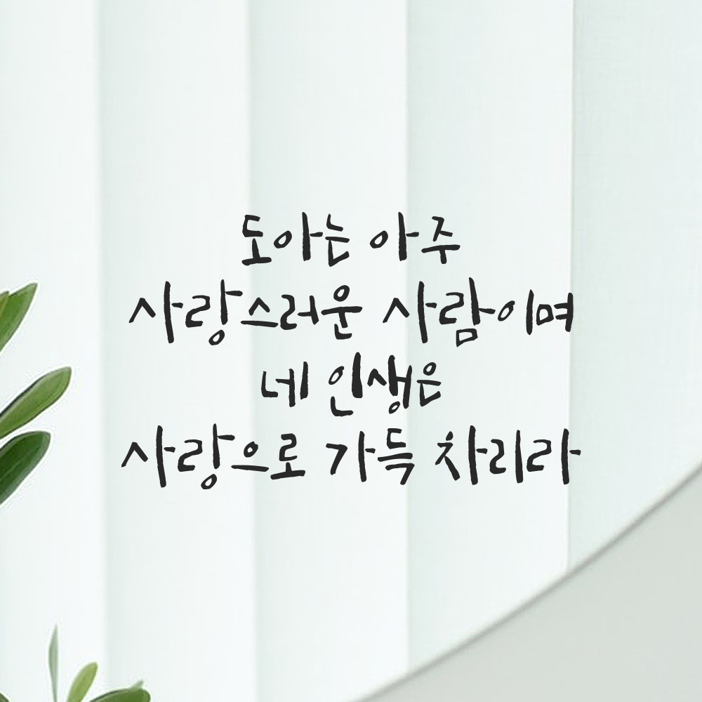 캘리그라피 레터링 스티커 이름 변경 주문제작 사랑으로 가득 차리라 검정S 26x15.5cm 이미지 7