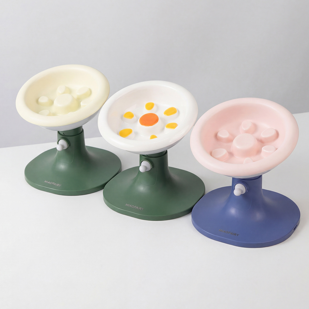 강아지밥그릇 높이조절 급체방지 애견 식기 도자기 슬로우식기 식탁 화이트