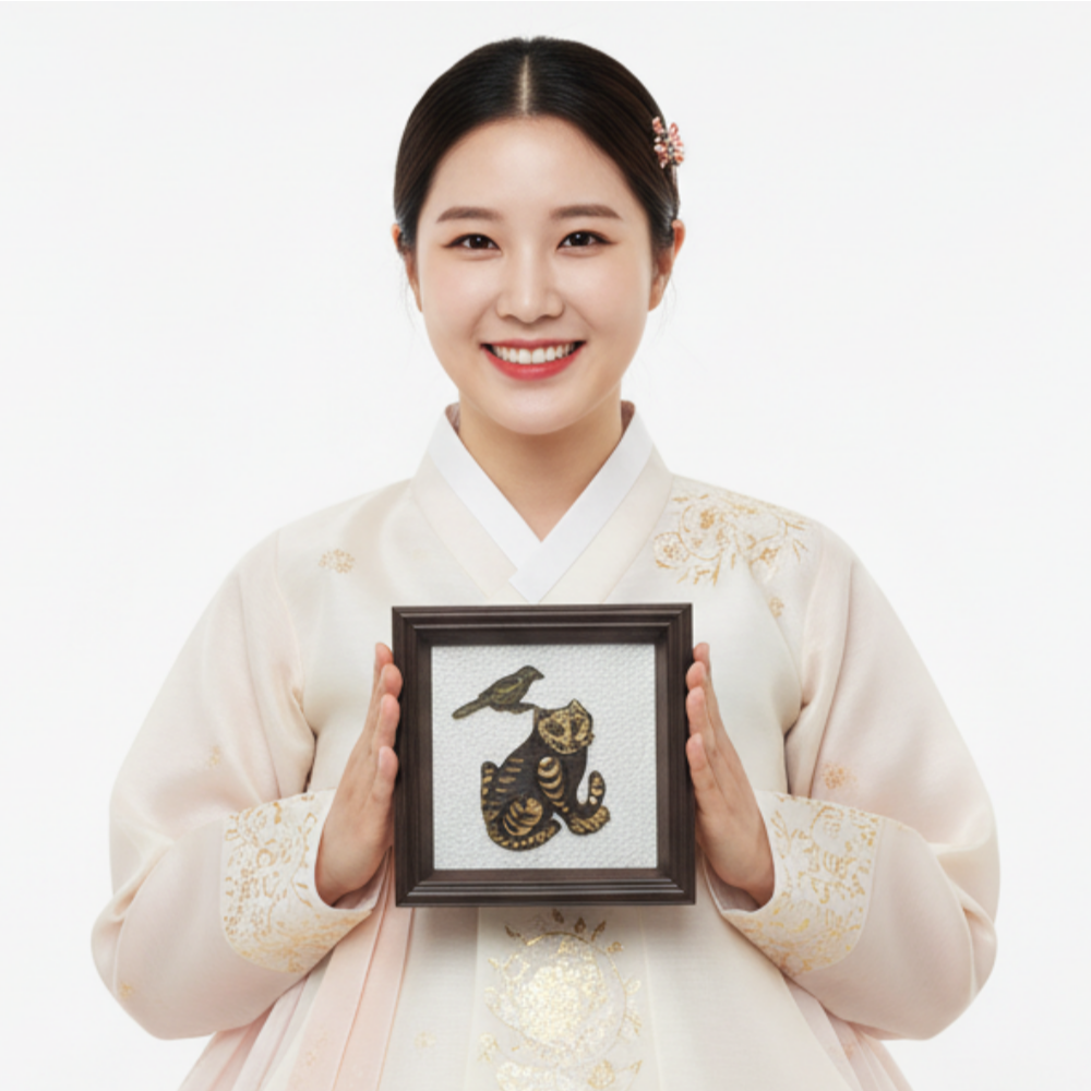호작도 호랑이 까치 액자 그림 한국 핸드메이드 외국인 개업 집들이 이사 선물