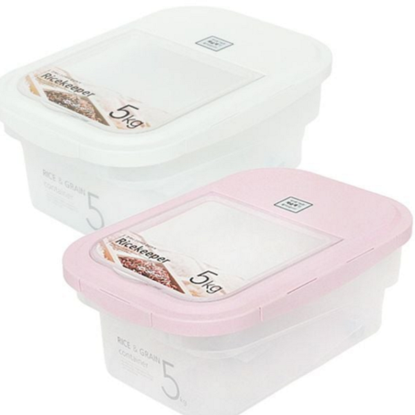 습기제거 쌀 보관 용기 밀폐형 쌀통 5kg 바퀴 계량 주방 - 상품 이미지