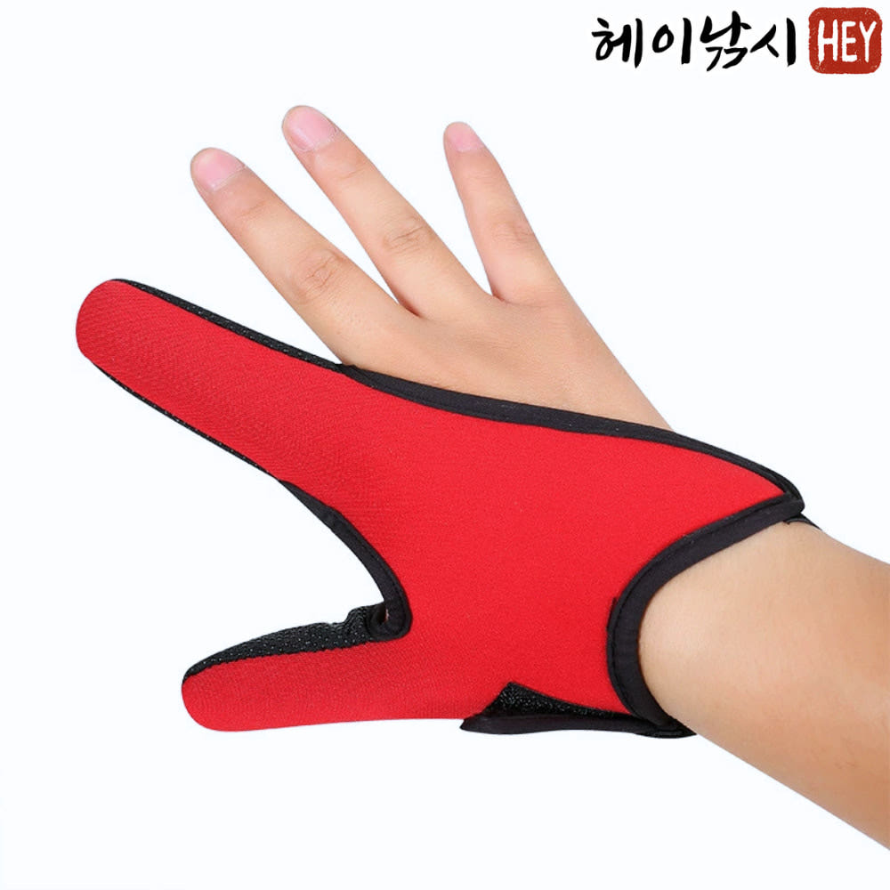 원투낚시 캐스팅장갑 잠수복소재 낚시장갑 핑거글러브 레드, 두손가락 - 상세 이미지 5