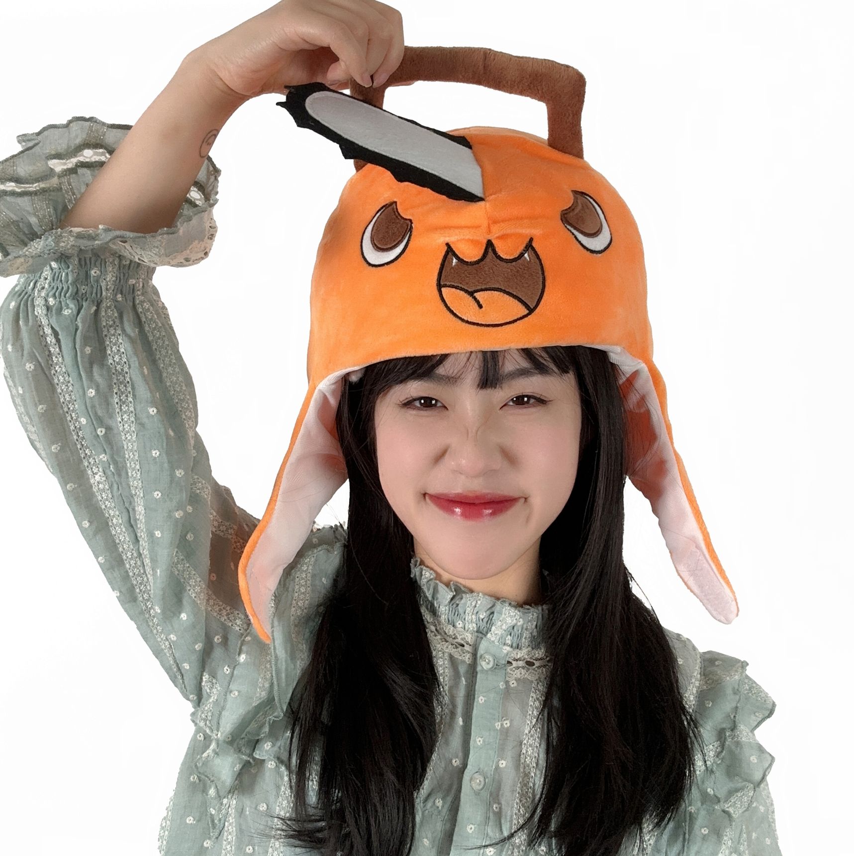체인소맨 봉제 머리 장식 포치타 할로윈 코스프레 코스튬 따뜻한 모자 사진 공연 파티 소품 치비토 프리사이즈 - 상세 이미지 2