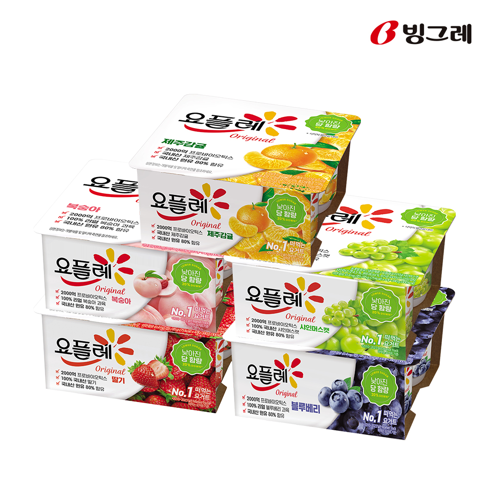 빙그레 요플레 오리지널 5종 85g 혼합 20개 - 상품 이미지