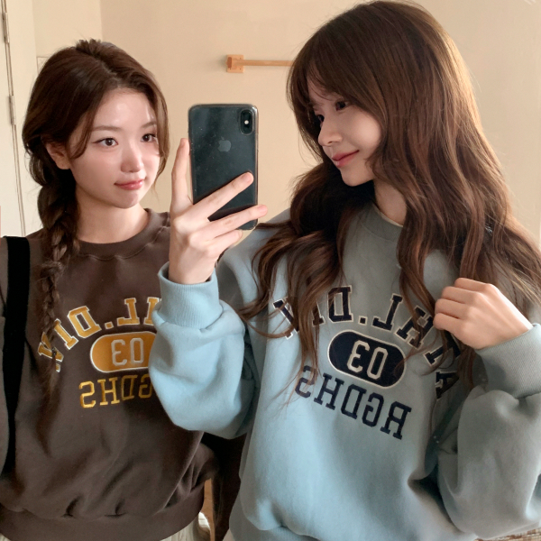 레터링 루즈핏 기모 맨투맨 ts4784 - 상품 이미지