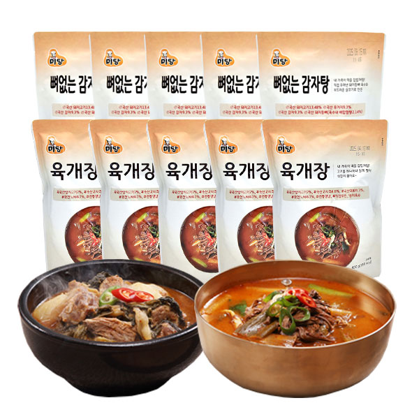미당 뼈없는 감자탕 5팩 + 육개장 5팩 - 상품 이미지