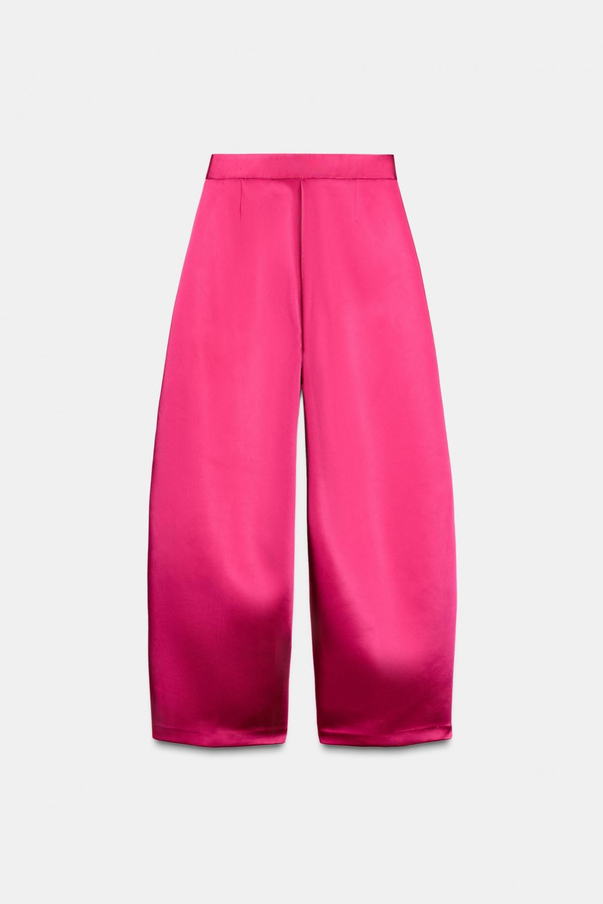 자라 새틴 하이웨이스트 벌룬 팬츠 핑크 1255/552 FUCHSIA - 상세 이미지 4