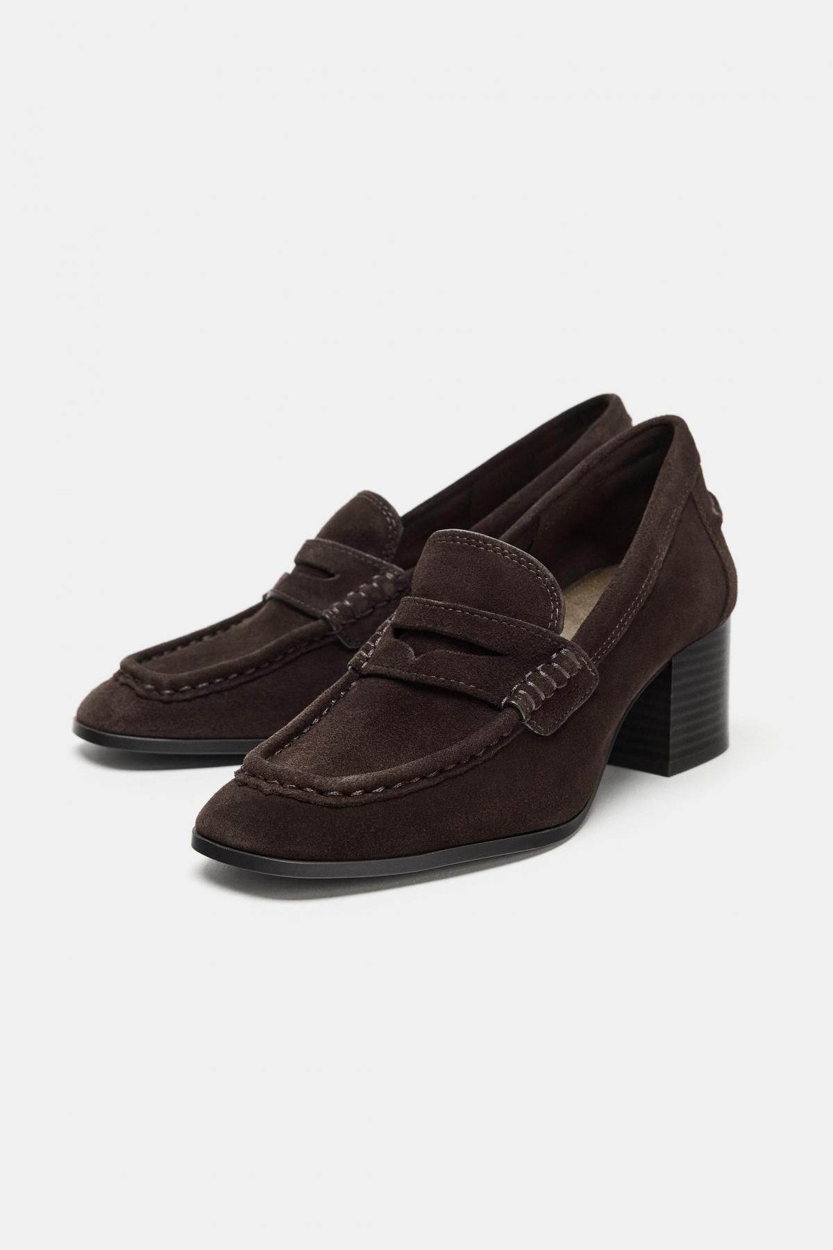 자라 스플릿 스웨이드 블록힐 페니 로퍼 2220/710 BROWN - 상세 이미지 5