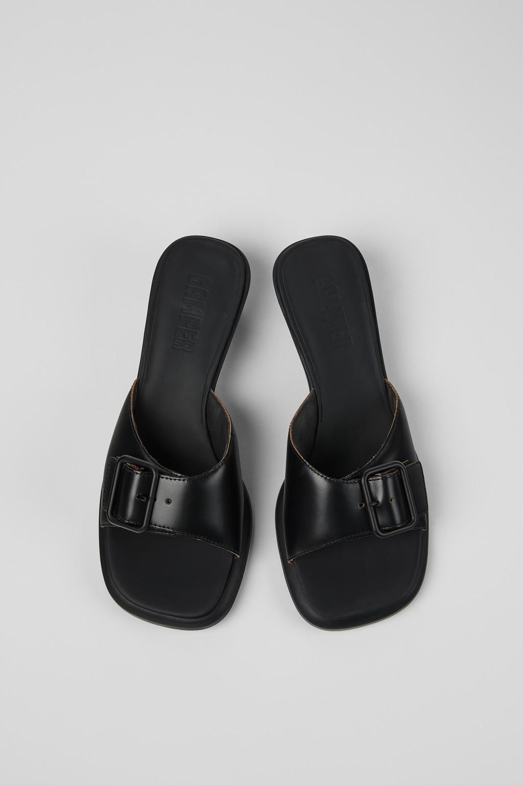 캠퍼 스트랩 로우힐 블랙 레더 샌들 K201493-005 BLACK - 상세 이미지 4