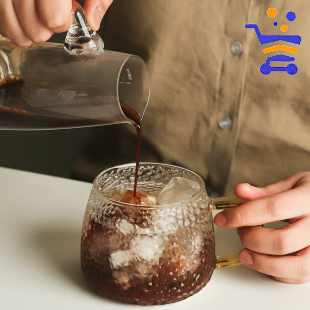 두오모 모자이크  가정용 컬러핸들 내열유리컵 350ml 카페 업소용 컵 - 상품 이미지
