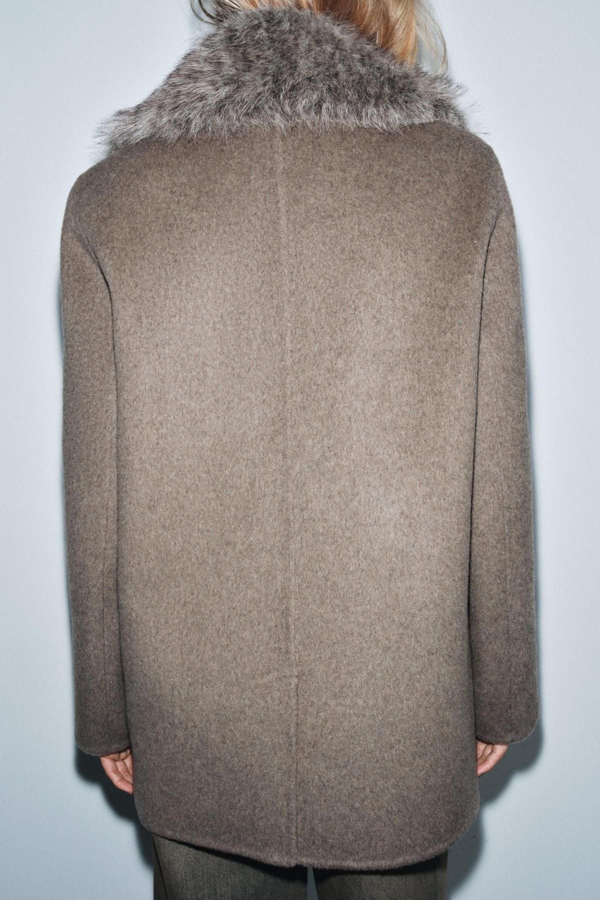 자라 울블렌드 테일러드 퍼카라 더블브레스트 재킷 7522/301 BROWN / TAUPE - 상세 이미지 4
