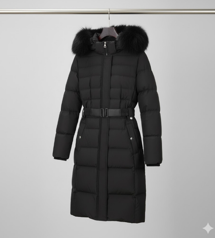 팬텀골프 여성 겨울 리얼 폭스퍼 덕다운 골프웨어 롱다운 롱패딩 점퍼 - 상세 이미지 3