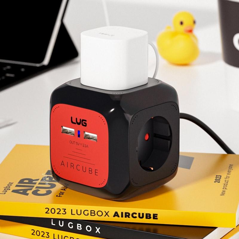 러그박스 4구+USB2구 큐브 납작 콘센트 멀티탭 1.5m 블랙 고용량 3500W - 상세 이미지 2
