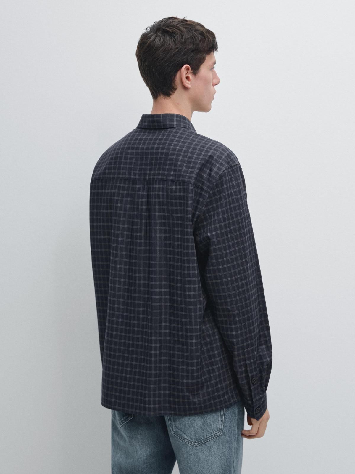 마시모두띠 테크니컬 릴랙스핏 체크 긴팔 셔츠 1707/250 NAVY BLUE - 상세 이미지 5