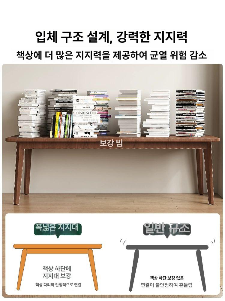 베란다테이블 길고 폭 좁은 간이 월넛 창가 롱테이블 원목 수입 소나무 다리 140x50x75cm - 상세 이미지 4