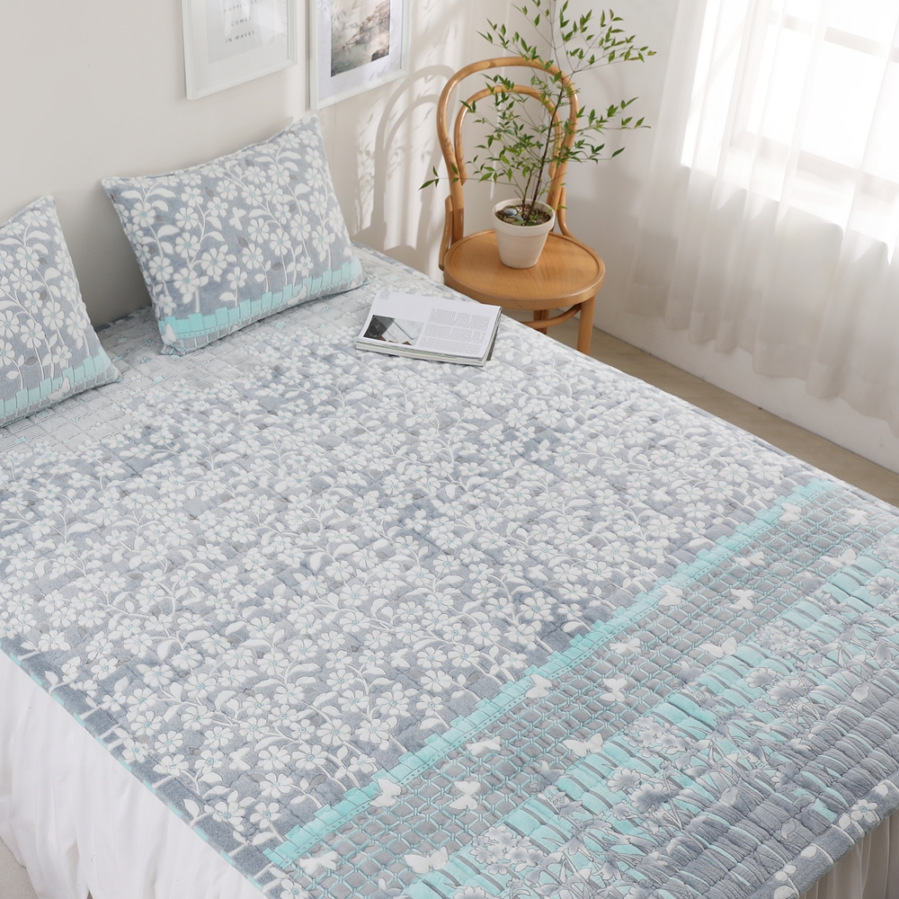 나라데코 따뜻한 플라워 5mm 착번 밍크극세사 겨울 침대패드 SS