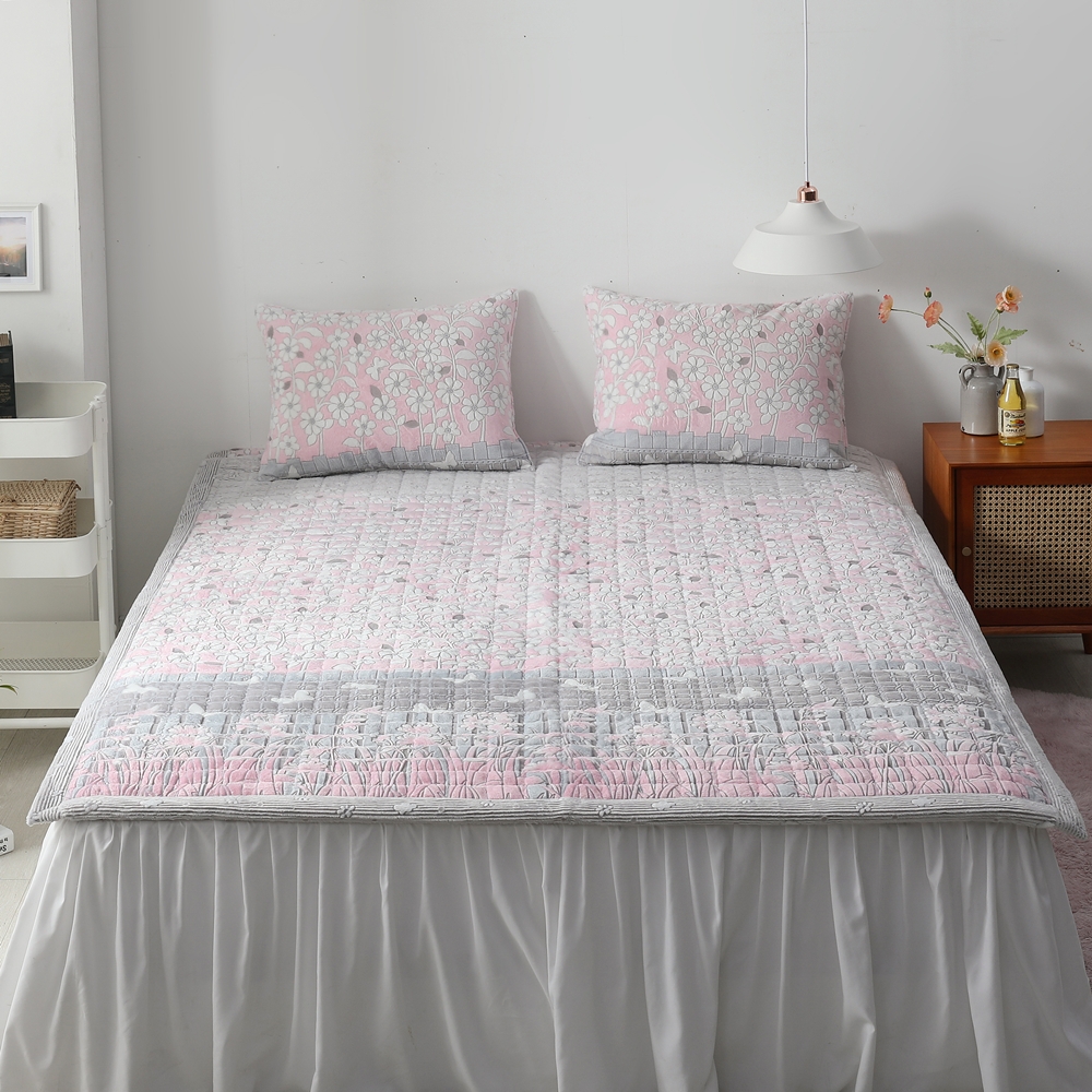 나라데코 따뜻한 플라워 5mm 착번 밍크극세사 겨울 침대패드 SS