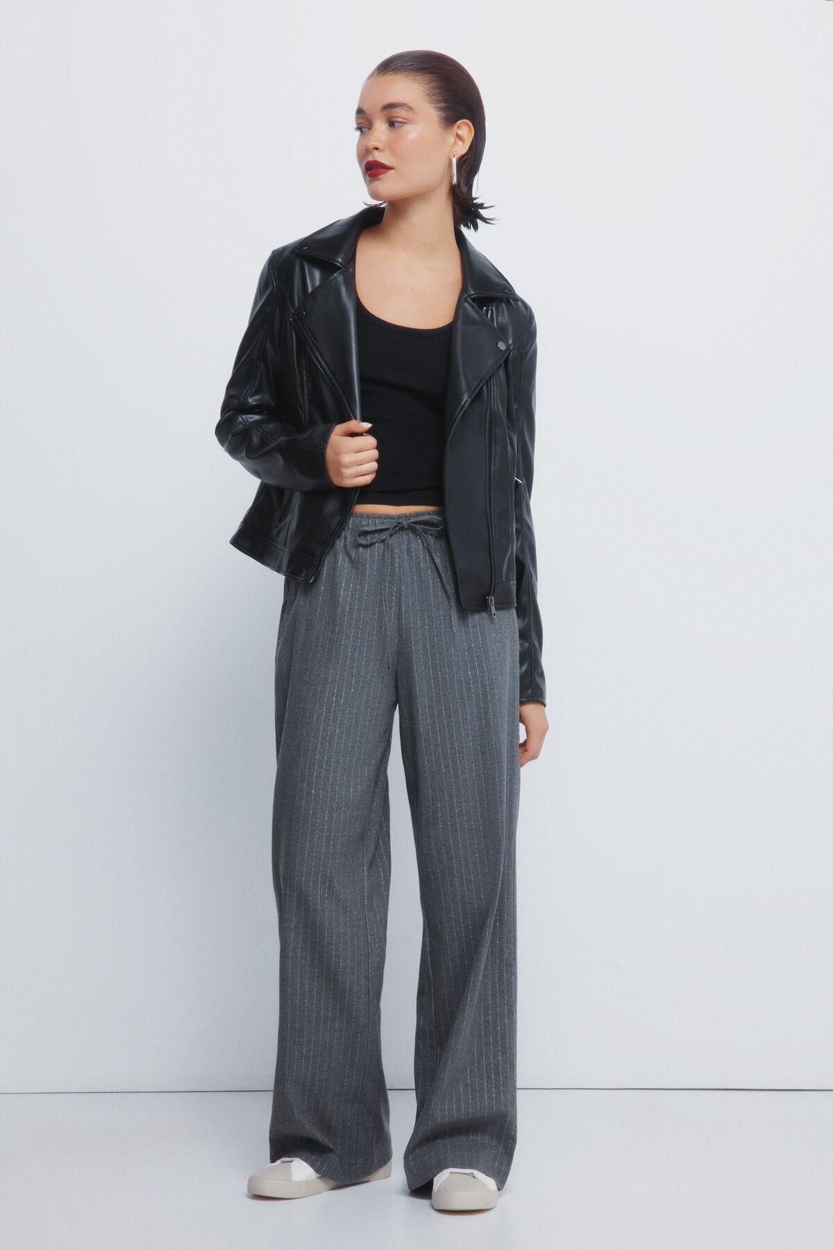 스프링필드 와이드핏 조거 팬츠 스트라이프 루렉스 6832094 GRIS - 상세 이미지 2