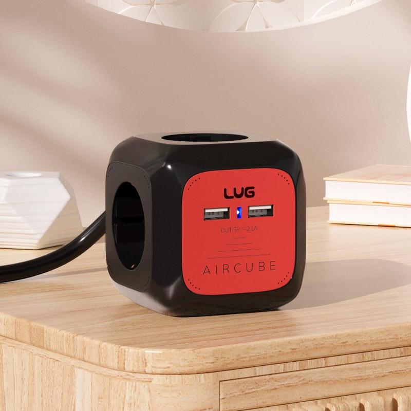 러그박스 4구+USB2구 큐브 납작 콘센트 멀티탭 1.5m 블랙 고용량 3500W - 상세 이미지 3