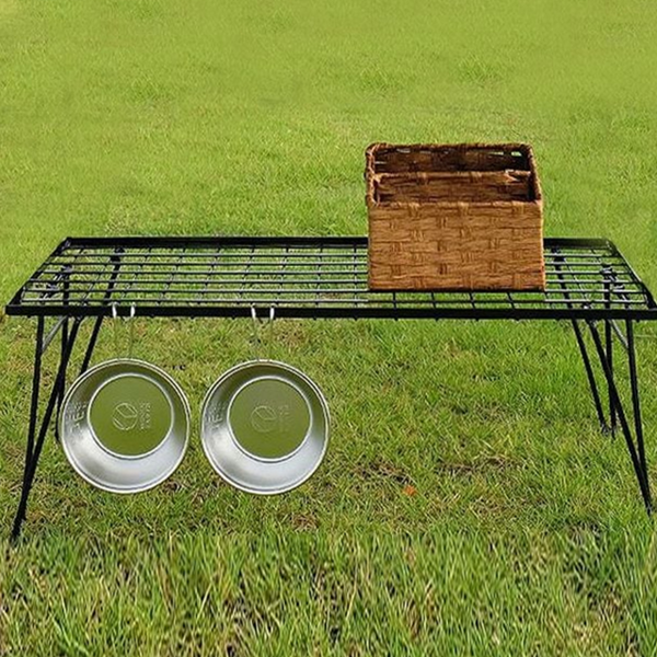 휴대용 캠핑 접이식 테이블 철제 캠핑 야외 테이블 키친 선반