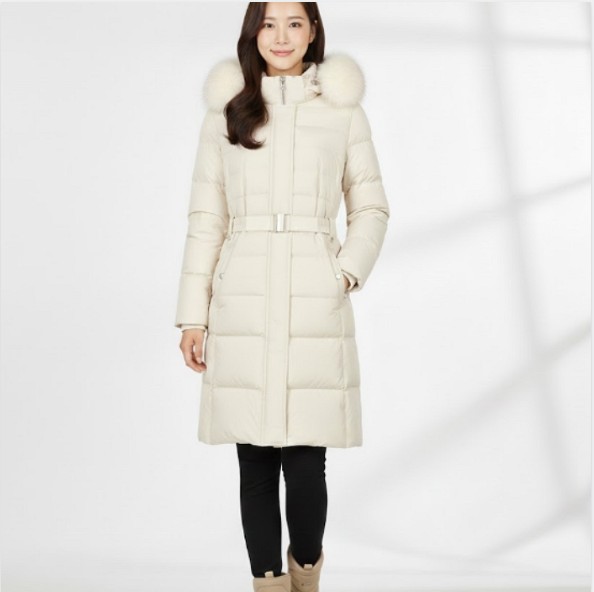 팬텀골프 여성 겨울 리얼 폭스퍼 덕다운 골프웨어 롱다운 롱패딩 점퍼 - 상품 이미지