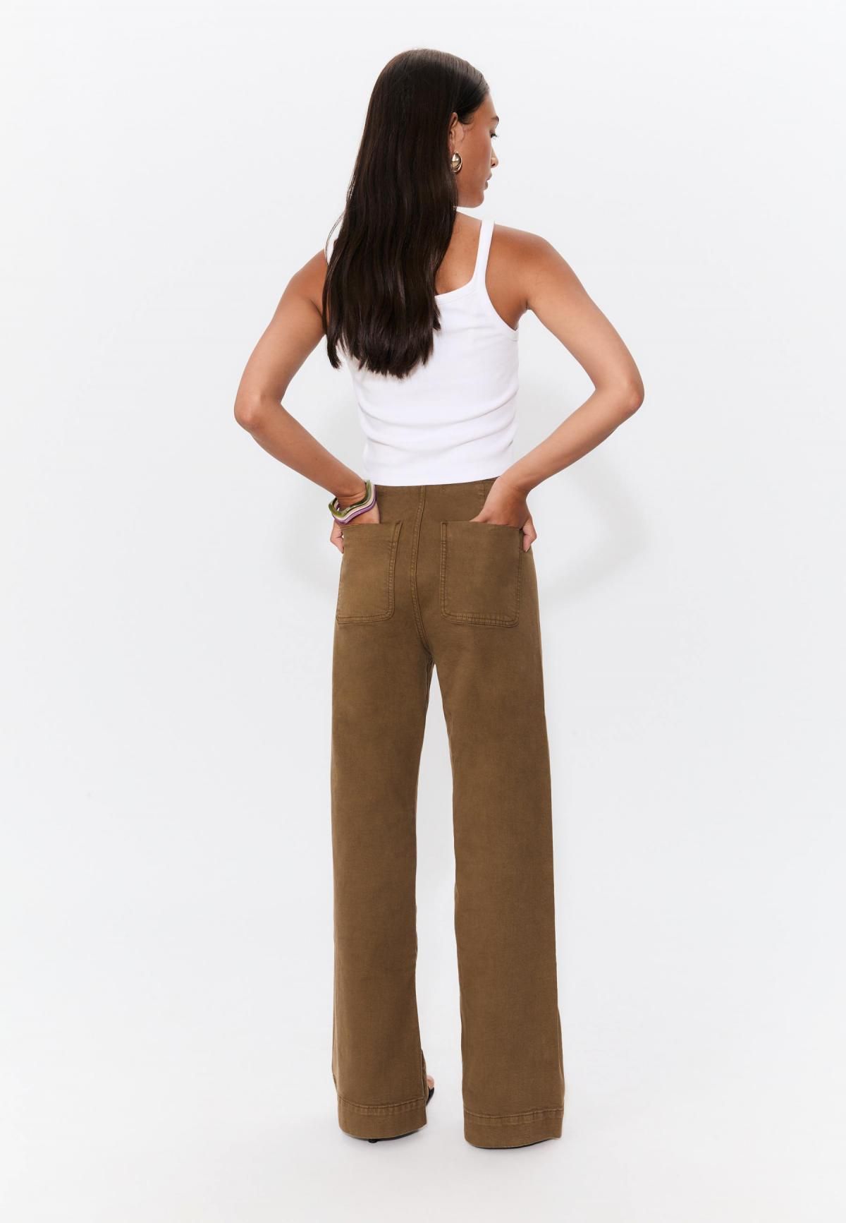 스트라디바리우스 미니멀 하이라이즈 와이드 포켓 팬츠 1477/752 KHAKI - 상세 이미지 2