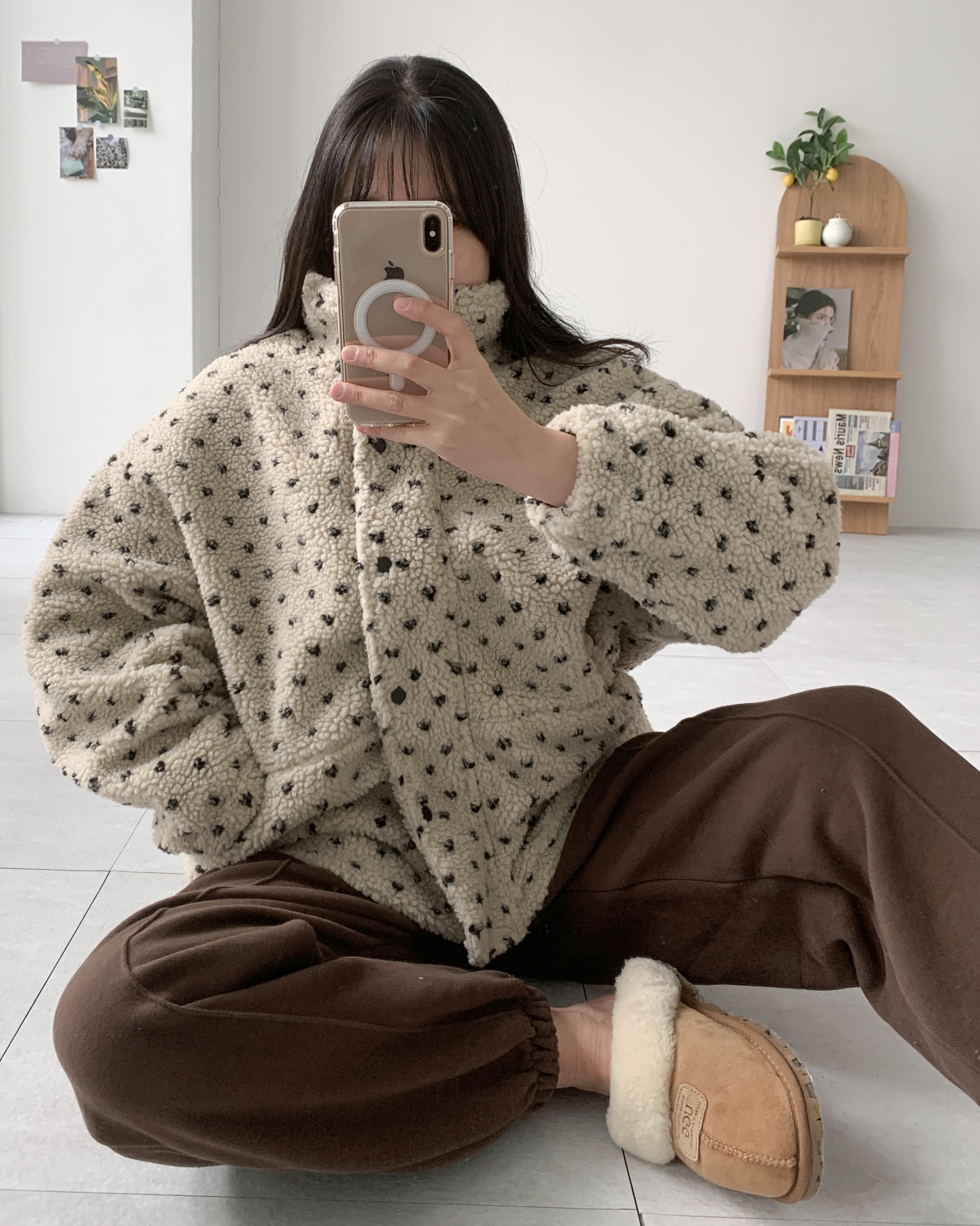 도트 뽀글이점퍼 양털점퍼 누빔점퍼 - 상세 이미지 4