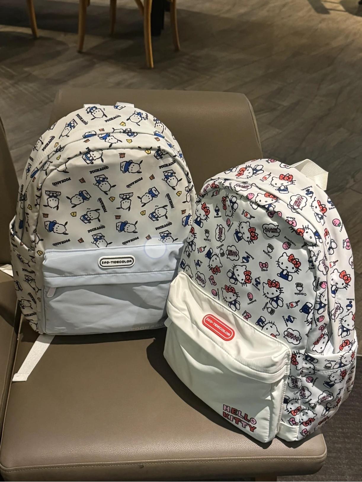 산리오 백팩 여성 학생 헬로키티 포차코 캠퍼스 다용도 캐주얼 스쿨백 대용량 화이트 헬로키티 - 상세 이미지 5