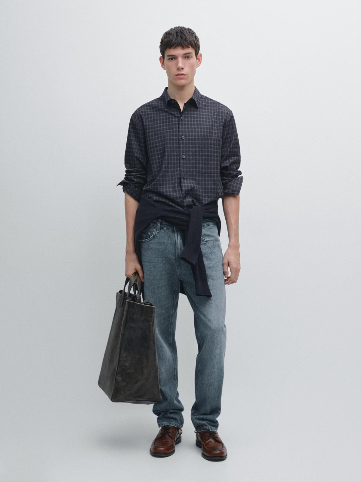 마시모두띠 테크니컬 릴랙스핏 체크 긴팔 셔츠 1707/250 NAVY BLUE - 상세 이미지 2