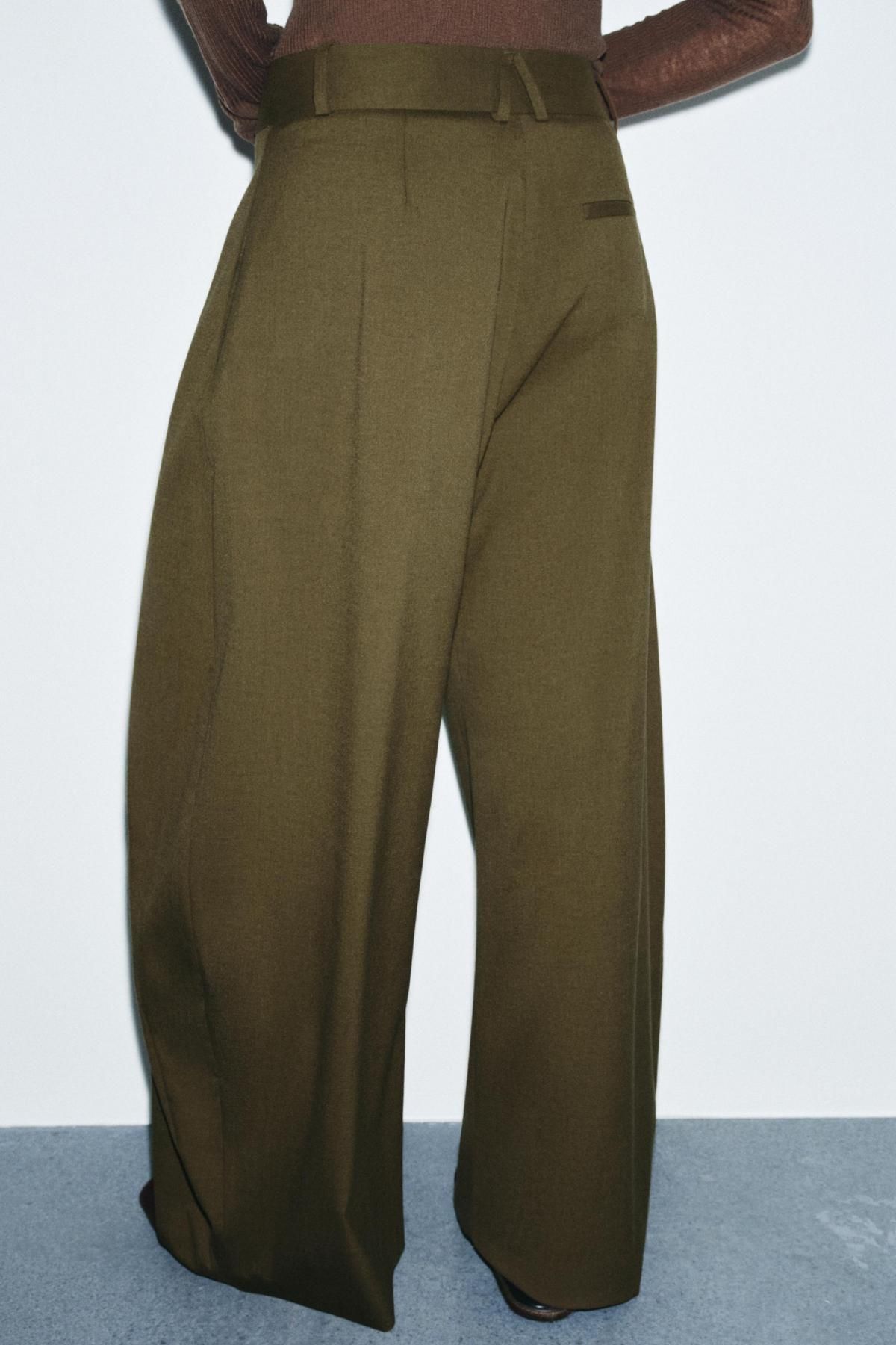 자라 볼륨 와이드 다트 팬츠 미드웨이스트 9264/041 OLIVE GREEN - 상세 이미지 3