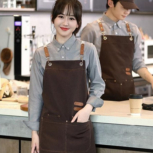 플로리스트 카페 바리스타 앞치마 남녀공용 캔버스 방수 앞치마 홈카페 작업용 - 상품 이미지