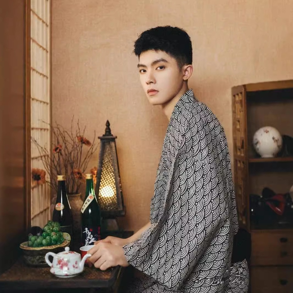 남성 유카타 기모노 남자 일본 코스프레 롱가디건 온천옷 가운 린넨 사무라이 의상 여름 로브 - 상세 이미지 3