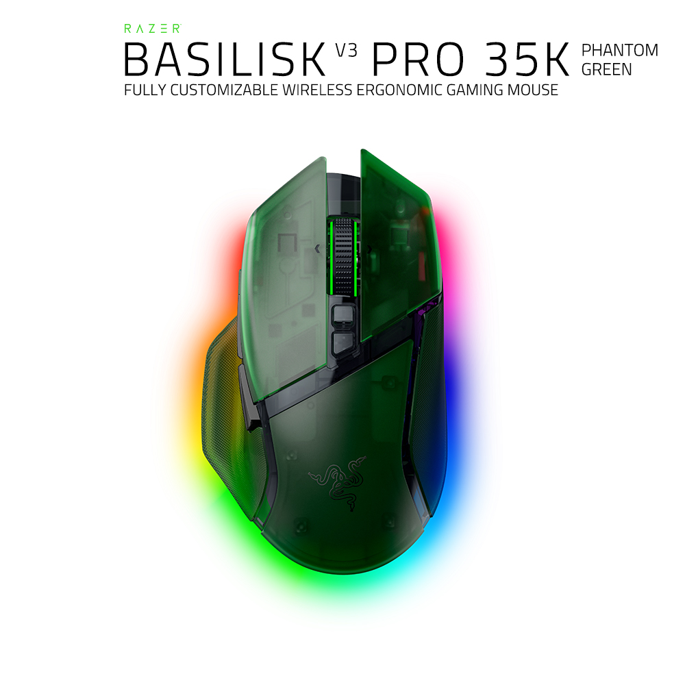 레이저코리아 바실리스크 V3 Pro 35K 무선 게이밍 마우스 팬텀 그린 에디션 - 상품 이미지