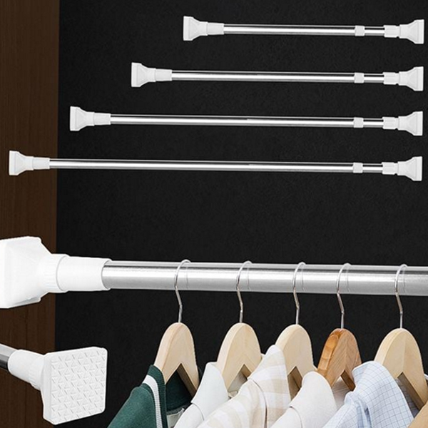 다용도 사각 압축봉 옷걸이 강력 압축봉 길이 조절 스텐 행거