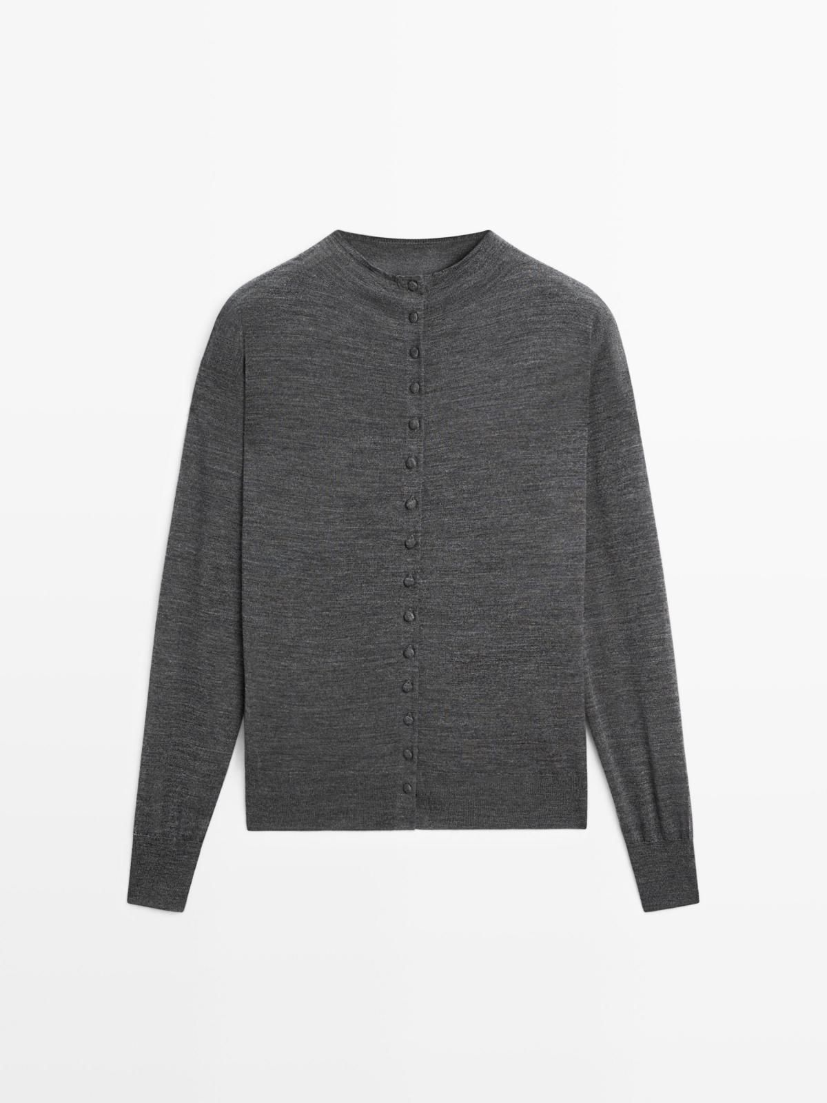 마시모두띠 프리미엄 울 하이넥 니트 가디건 버튼업 5681/585 MEDIUM GREY - 상품 이미지