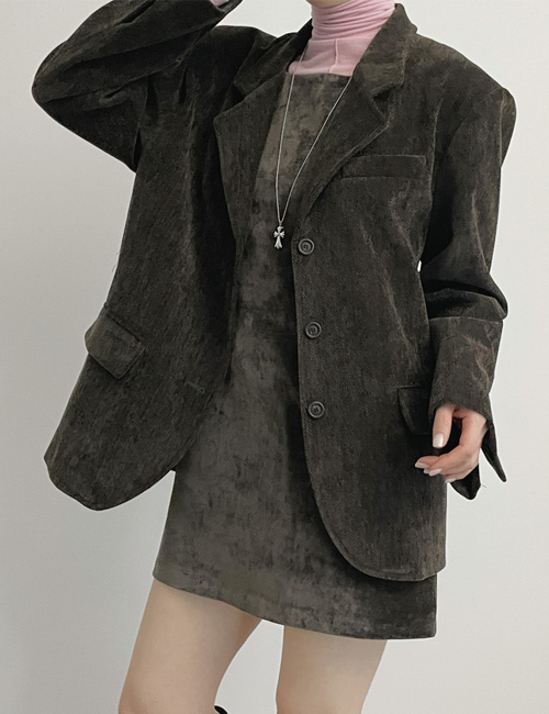 스퀘어넥 벨로아 나시 미니 원피스 [3color] - 상세 이미지 2