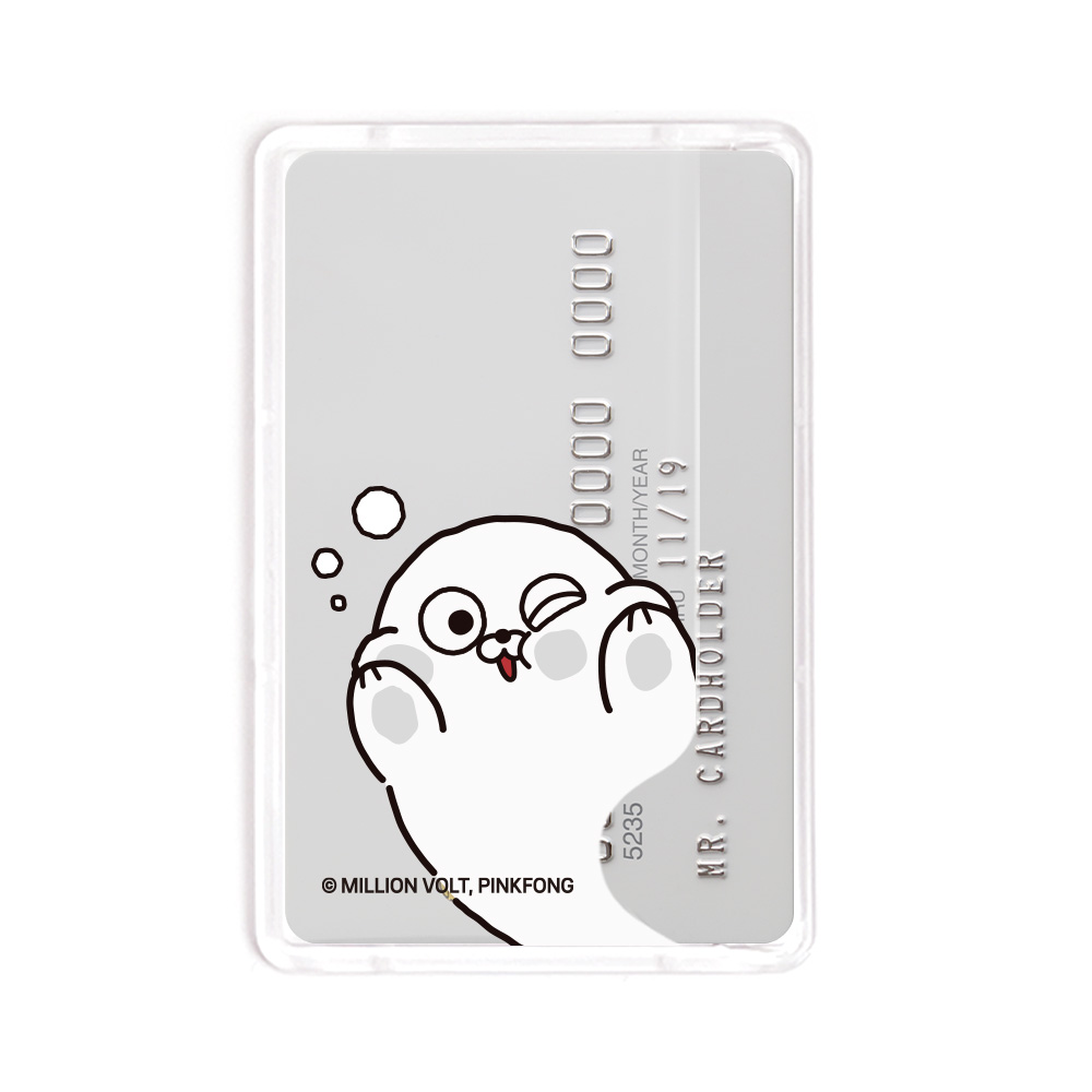 씰룩 맥세이프 카드지갑 수납 투명 베이직 아기범 빼꼼 - 상세 이미지 2