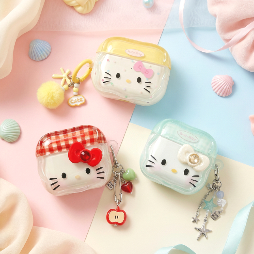 키티 에어팟 4 케이스 프로3 귀여운 선물 전기종 키링 세트 제품 이미지