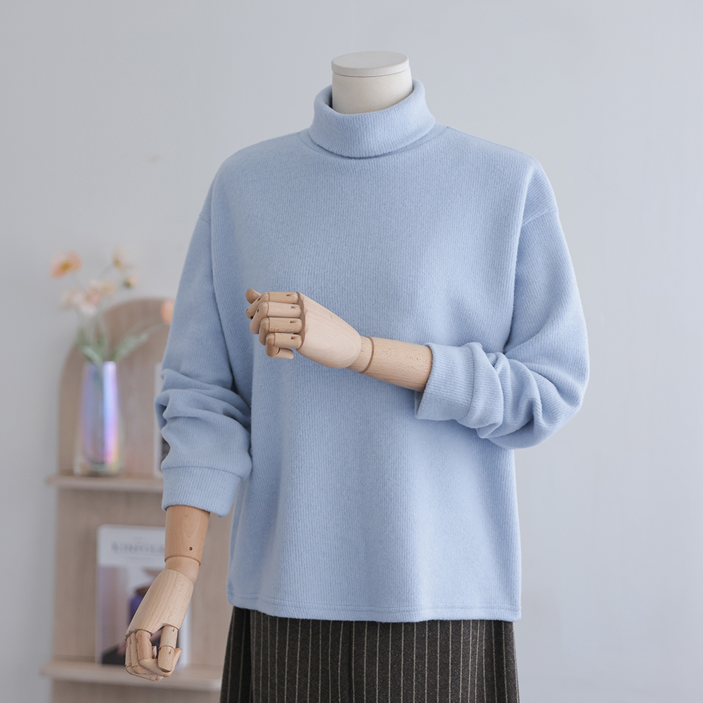 [오픈할인/정상가16900] 엔디아 보슬 겉기모 골지 데일리 기본핏 폴라 겨울 티셔츠 - 상품 이미지