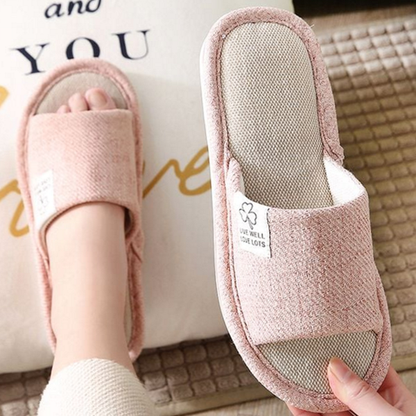 가벼운 린넨 거실화 층간소음 린넨 실내화 슬리퍼 여름 - 메인 이미지