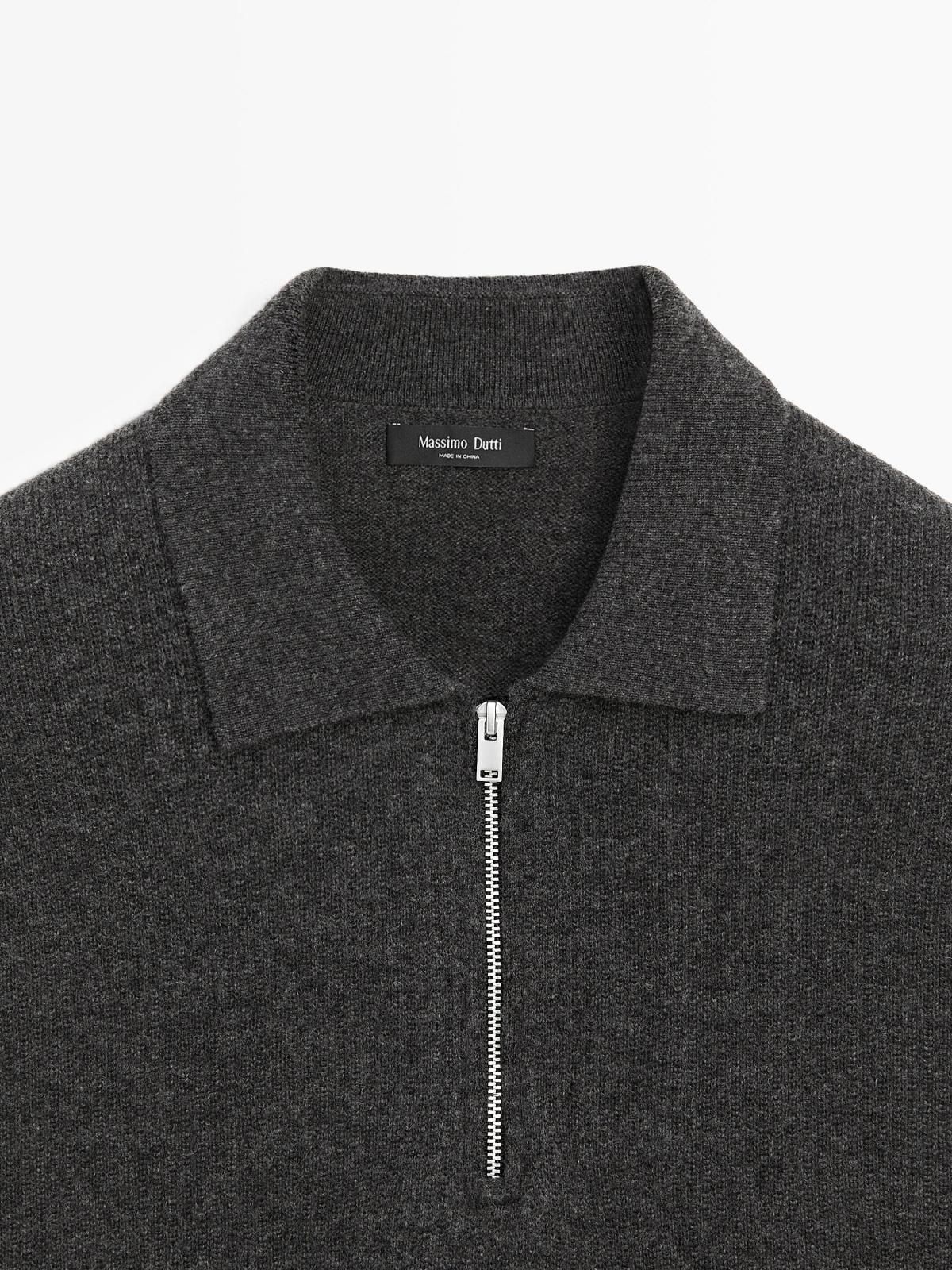 마시모두띠 프리미엄 울블렌드 집업 니트 폴로 스웨터 1128/240 CHARCOAL 이미지 8