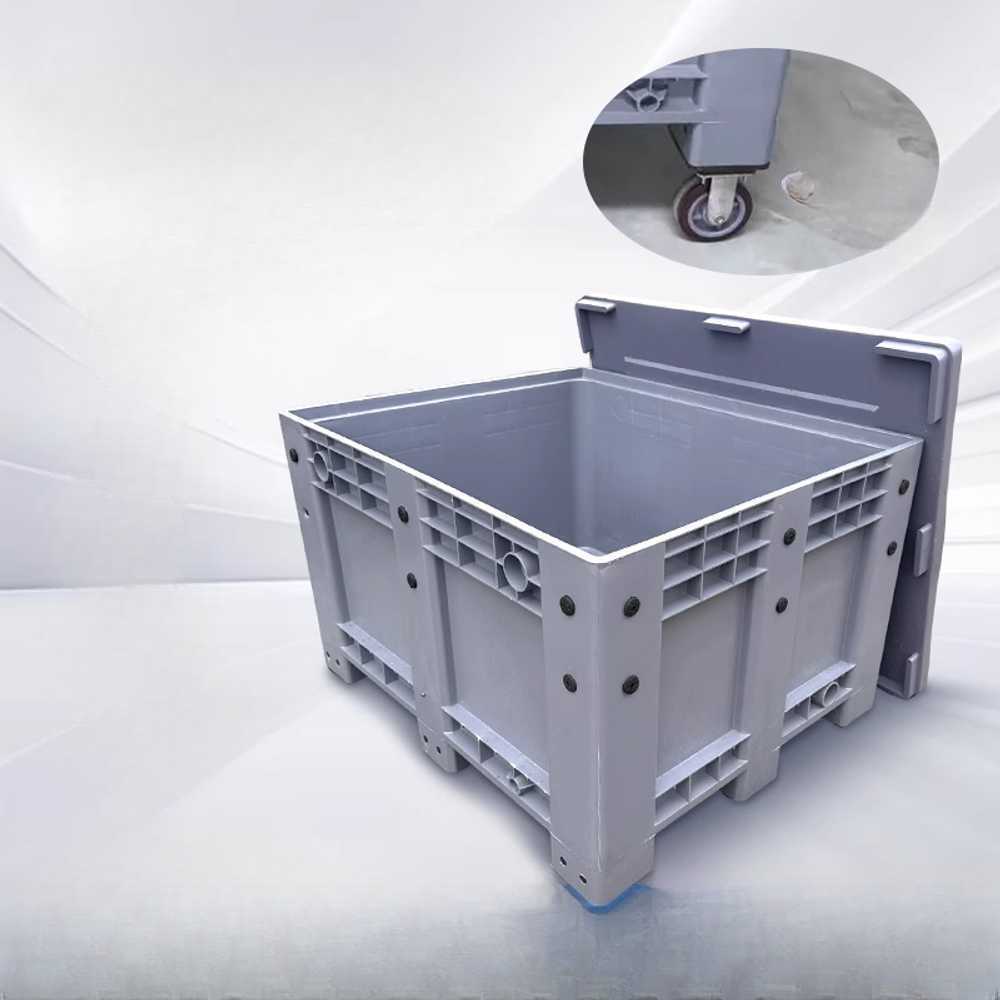 플라스틱 컨테이너 파렛트 대형 적재용 물류 운반대 1200x1000x760mm (망사형-블루) - 상세 이미지 3