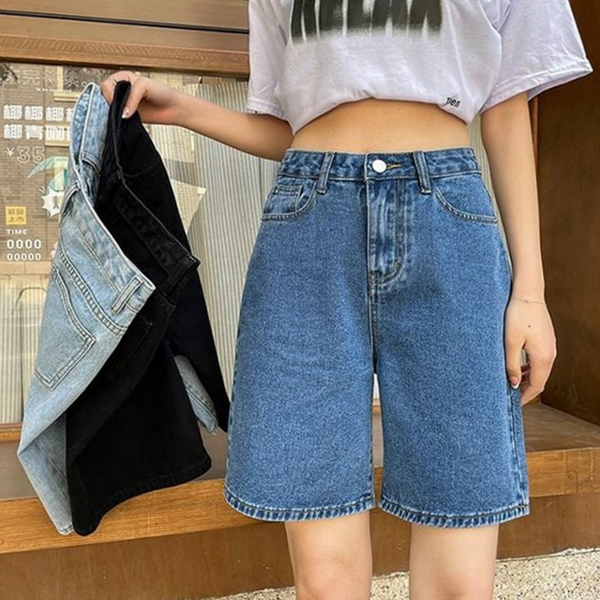 와이드 여성 데님 반바지 캐주얼 여자 청 반바지 여름 숏츠 - 상품 이미지