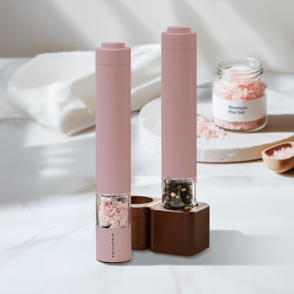 레꼴뜨 전동 소금 후추 그라인더 핑크 자동 페퍼밀 통후추 핑크솔트 2개1세트 제품 이미지