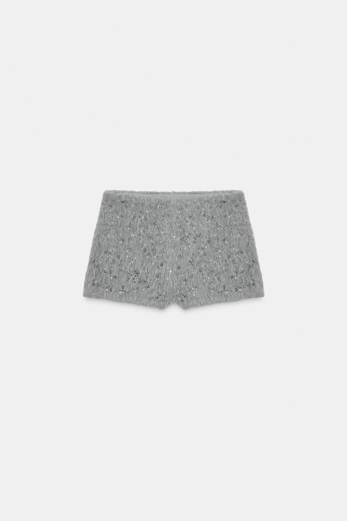 자라 테크니컬 퍼 비즈 미니 쇼츠 4772/525 GREY - 상품 이미지