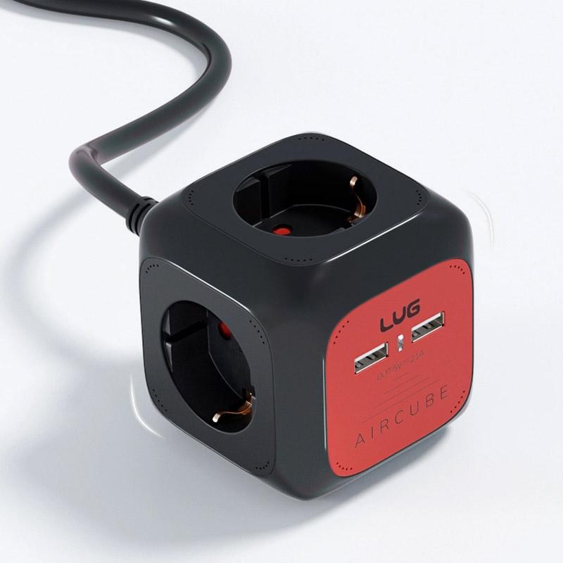러그박스 4구+USB2구 큐브 납작 콘센트 멀티탭 1.5m 블랙 고용량 3500W - 상세 이미지 4